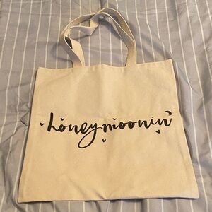 Cream Tote Bag with Script Design
